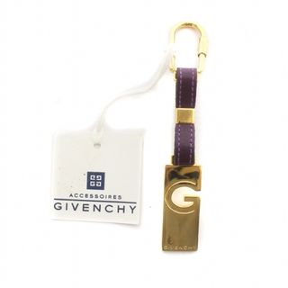 ジバンシィ(GIVENCHY)のジバンシィ キーリング キーホルダー チャーム ロゴ レザー ゴールド色 紫(その他)