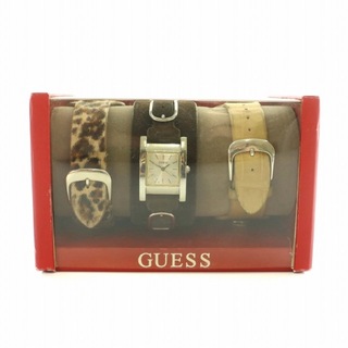 GUESS - ゲス 腕時計 クオーツ アナログ 3針 スクエア 替えバンドセット 茶色