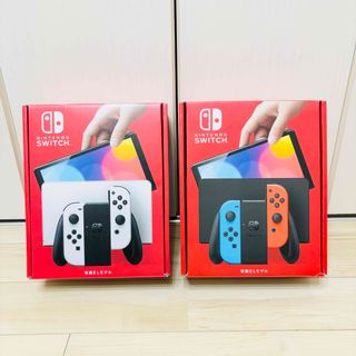 ニンテンドースイッチ(Nintendo Switch)の【未使用】2台有機EL Nintendo Switch 本体　ホワイト　ネオン(家庭用ゲーム機本体)