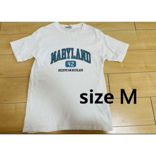 プリントTシャツ　半袖　英字　白　Ｍ(Tシャツ(半袖/袖なし))