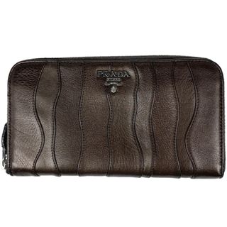 プラダ(PRADA)のプラダ ロゴ ラウンドファスナー 長財布 レディース 【中古】(財布)