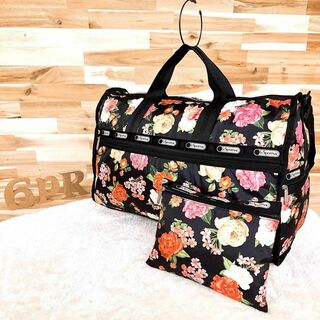 レスポートサック(LeSportsac)の美品【レスポートサック】薔薇バラ フローラル バード ボストンバッグ ポーチ付き(ボストンバッグ)