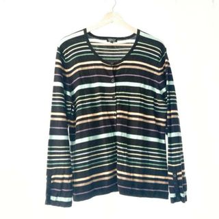 ソニアリキエル(SONIA RYKIEL)のSONIARYKIEL(ソニアリキエル) カーディガン サイズ48 XL レディース - 黒×ライトブルー×マルチ 長袖/ボーダー(カーディガン)