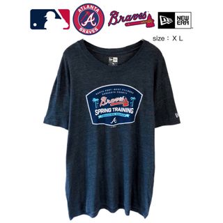 ニューエラー(NEW ERA)のMLB　アトランタ・ブレーブス　Tシャツ　XL　グレー　USA古着(Tシャツ/カットソー(半袖/袖なし))