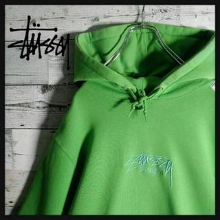 STUSSY - 【希少カラー】ステューシー☆センター刺繍ストックロゴ入パーカー 最高デザイン