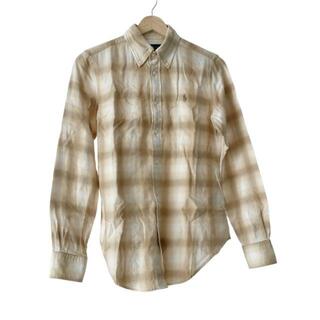 ラルフローレン(Ralph Lauren)のRalphLauren(ラルフローレン) 長袖シャツ サイズXS メンズ - 白×ベージュ×ライトブラウン チェック柄(シャツ)