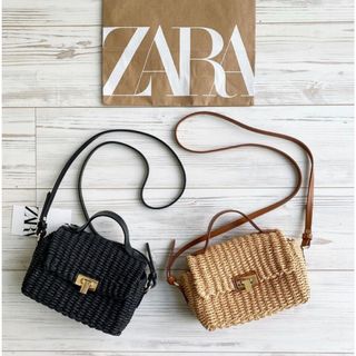 ZARA ラフィア　ショルダーバッグ　ミニショルダー　drawer PLST