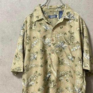 99 アロハシャツ　総柄　半袖　オープンカラー　オーバーサイズ　レーヨンポリ(Tシャツ/カットソー(半袖/袖なし))