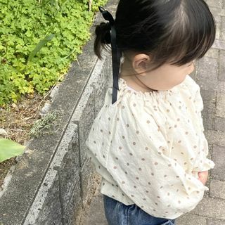 【韓国子供服】ドットブラウス チュニック キッズファッション おしゃれ(ブラウス)