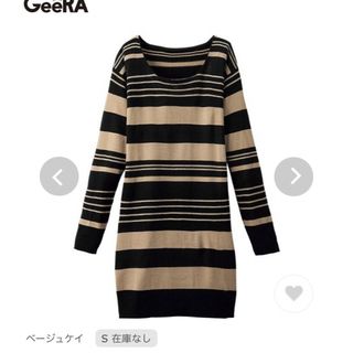 ジーラ(GeeRA)のGeeRA 柄編ランダムボーダーチュニックワンピース(ひざ丈ワンピース)