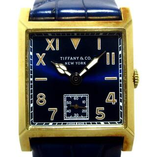 Tiffany & Co. - TIFFANY&Co.(ティファニー) 腕時計 ティファニー スクエア 63182664 メンズ K18YG/革ベルト/限定9本(3/9)/裏スケ/社外バックル ネイビーブルー