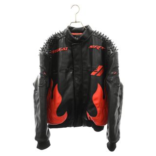 GUAPI グアピ DODGE DEMON LEATHER JACKET フレームパッチ スパイク レザーブルゾンジャケット ブラック/レッド(フライトジャケット)