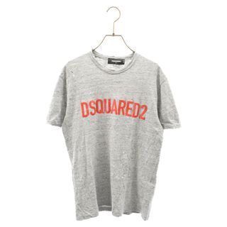 ディースクエアード(DSQUARED2)のDSQUARED2 ディースクエアード ペイント ダメージ加工 ロゴプリント クルーネック 半袖Tシャツ カットソー グレー S74GD0328 S22742(Tシャツ/カットソー(半袖/袖なし))