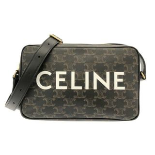 セリーヌ(celine)のCELINE(セリーヌ) ショルダーバッグ美品  ミディアム メッセンジャーバッグ/トリオンフキャンバス 194502CIM.38NO 黒×ダークブラウン×白 PVC(塩化ビニール)×レザー(ショルダーバッグ)