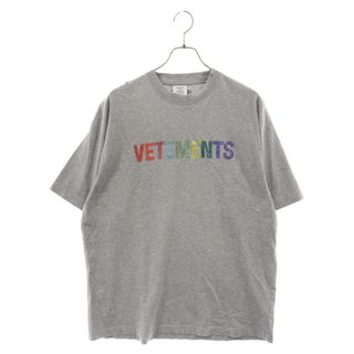 VETEMENTS ヴェトモン 22SS Multicolor Crystal Logo Tee UE52TR510G マルチカラークリスタルロゴTシャツ 半袖カットソー ラインストーン オーバーサイズ ホワイト(Tシャツ/カットソー(半袖/袖なし))