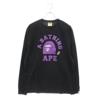 アベイシングエイプ(A BATHING APE)のA BATHING APE アベイシングエイプ APE HEAD エイプ ヘッド フロントプリント L/S カットソー 長袖Tシャツ ブラック(Tシャツ/カットソー(七分/長袖))