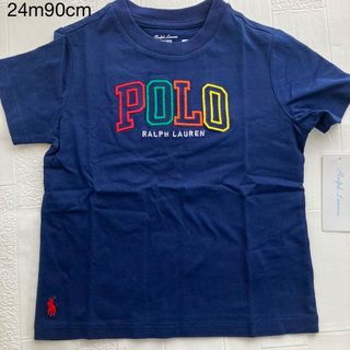 ラルフローレン(Ralph Lauren)の24m90cm   ラルフローレン  半袖　紺　カラフルPOLOロゴ　Tシャツ(Ｔシャツ)