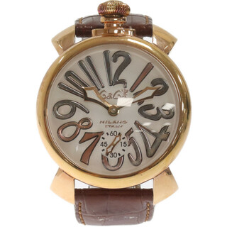 ガガミラノ(GaGa MILANO)のGaGa MILANO ガガミラノ Manuale 48mm 5011.08S マヌアーレ 手巻き 腕時計 ゴールド/ブラウン(腕時計(アナログ))