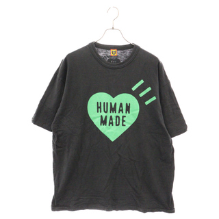 HUMAN MADE - HUMAN MADE ヒューマンメイド HEART T-SHIRT HM26TE020 京都限定 フロントハートロゴプリント クルーネック半袖Tシャツ ブラック