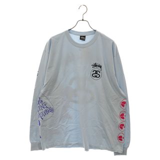 ステューシー(STUSSY)のSTUSSY ステューシー TEST STRIKE PIG DYED LS TEE テスト ストライク ピグメントダイ バックプリント クルーネックロングスリーブTシャツ 23M1994915 ライトブルー(Tシャツ/カットソー(七分/長袖))