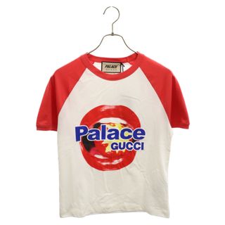 グッチ(Gucci)のGUCCI グッチ ×PALACE コットンジェレシー ロゴプリントTシャツ 半袖カットソー レッド/ホワイト(Tシャツ/カットソー(半袖/袖なし))