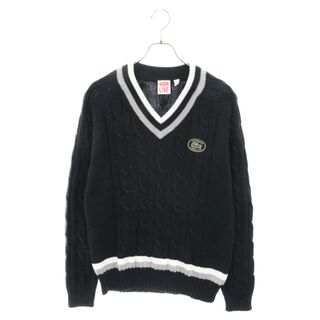 シュプリーム(Supreme)のSUPREME シュプリーム 17SS ×LACOSTE Tennis Sweater ×ラコステ Vネック ケーブル ニットセーター ブラック/グレー/ホワイト AH5708(ニット/セーター)