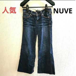 【大人気】 NUVE　デニムワイドパンツ　ワッペン　牛革　美脚　デニム(デニム/ジーンズ)