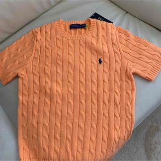 ポロラルフローレン(POLO RALPH LAUREN)の新品タグ付き　ポロラルフローレン　コットンケーブル　サマーニット　オレンジ　M(ニット/セーター)