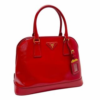 プラダ(PRADA)の良品 プラダ サフィアーノ パテントレザー エナメル ハンド バッグ レッド 赤(ハンドバッグ)