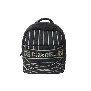 シャネル(CHANEL)の極美品 CHANEL シャネル スポーツライン ナイロンリュック 10番台 ブラック グレー 中古 64302(リュック/バックパック)