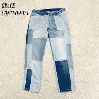 GRACE CONTINENTAL - グレースコンチネンタル パッチワークデニムパンツ デザイン  M ブルー □