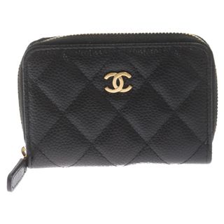 CHANEL - CHANEL シャネル マトラッセ キャビアスキン クラシックジップ コインパース カードケース ブラック AP0216 31番台