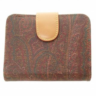 エトロ(ETRO)のエトロ 美品 二つ折り財布 ウォレット 総柄 レザー イタリア製 茶 系(財布)