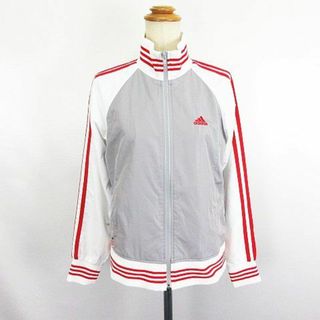 adidas - アディダス ウィンドブレーカー 長袖 ライン ロゴ 裏メッシュ M グレー