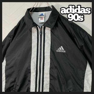 アディダス(adidas)の美品 90s adidas ナイロン トラックジャケット ライン 黒 常田大毅(ナイロンジャケット)