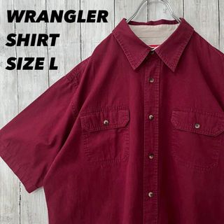 ラングラー(Wrangler)のアメリカ古着　ラングラー　WRANGLER 半袖ワークシャツ　サイズL 赤レッド(シャツ)