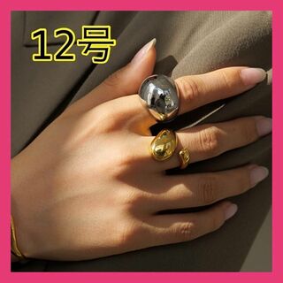 035b9シルバーリング指輪ゴールド　アクセサリー　石　プチプラ韓国　ジュエリー(リング(指輪))