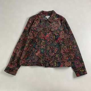 美品　ブラウス　シャツジャケット　ベロア　ベルベット　花柄　90s　00s(シャツ/ブラウス(長袖/七分))