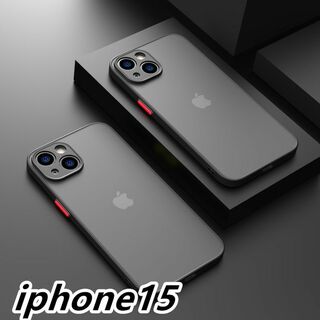 iphone15ケースお洒落　マット　ブラック黒　軽量 耐衝撃 295(iPhoneケース)