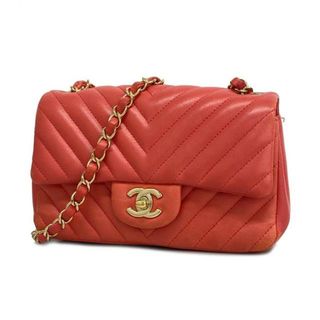 シャネル(CHANEL)の【4ie5247】シャネル ショルダーバッグ/Vステッチ/チェーンショルダー/ラムスキン/ピンク/シャンパンゴールド金具 【中古】 レディース(ショルダーバッグ)