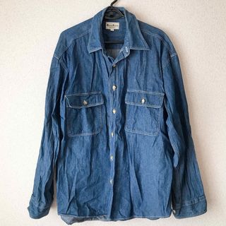 ヴィンテージ(VINTAGE)のvintage デニム シャツ　長袖　L ワークシャツ　ダブルポケット(シャツ)