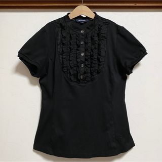 BURBERRY - 美品 バーバリー トップス 2 M 半袖 ブラウス Tシャツ 黒 フリル