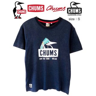 チャムス(CHUMS)のCHUMS　GO TO THE 7 SEAS  　Tシャツ　Ｓ　紺(Tシャツ/カットソー(半袖/袖なし))