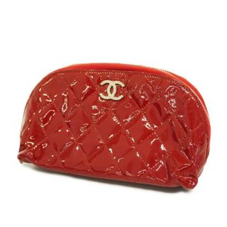 シャネル(CHANEL)の【4ie5485-r】シャネル ポーチ/マトラッセ/パテントレザー/レッド/シルバー金具 【中古】 レディース(ポーチ)