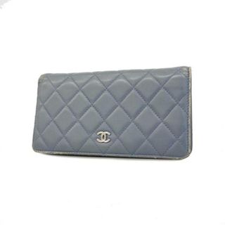 シャネル(CHANEL)の【4ie5478-r】シャネル 長財布/マトラッセ/ラムスキン/ブルー/シルバー金具 【中古】 レディース(財布)