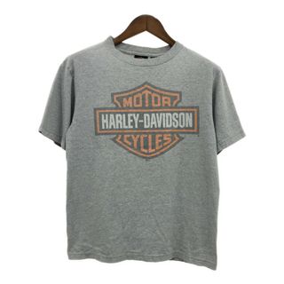 Harley Davidson - 00年代 HARLEY DAVIDSON ハーレーダビッドソン 半袖Ｔシャツ バイク ロゴ グレー (メンズ M) 中古 古着 Q8208