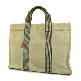 エルメス(Hermes)の【4ie5516-r】エルメス トートバッグ/ニューフールトゥMM/キャンバス/グレー/シルバー金具 【中古】 メンズ/レディース/ユニセックス(トートバッグ)