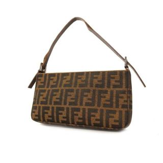 FENDI - 【4ie5491-r】フェンディ ショルダーバッグ/ズッカ/ナイロンキャンバス/レザー/ブラウン/シルバー金具 【中古】 レディース