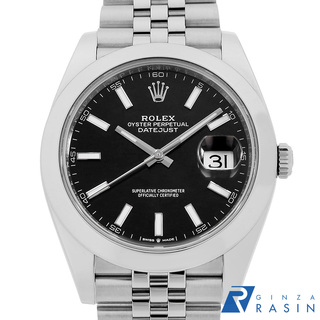 ロレックス(ROLEX)のロレックス デイトジャスト41 126300 ブラック バー 5列 ジュビリーブレス ランダム番 メンズ 中古 腕時計(腕時計(アナログ))