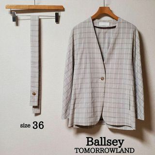 ボールジィ(Ballsey)のBallsey　ボールジィ　レディース　ノーカラー　ジャケット　グレー　チェック(ノーカラージャケット)